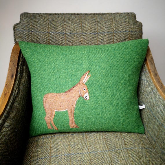 Harris Tweed donkey embroidered Cushion cover