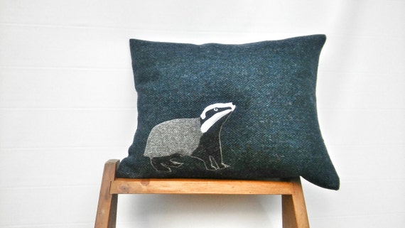 Hand Crafted Badger Harris Tweed Cushion Cover