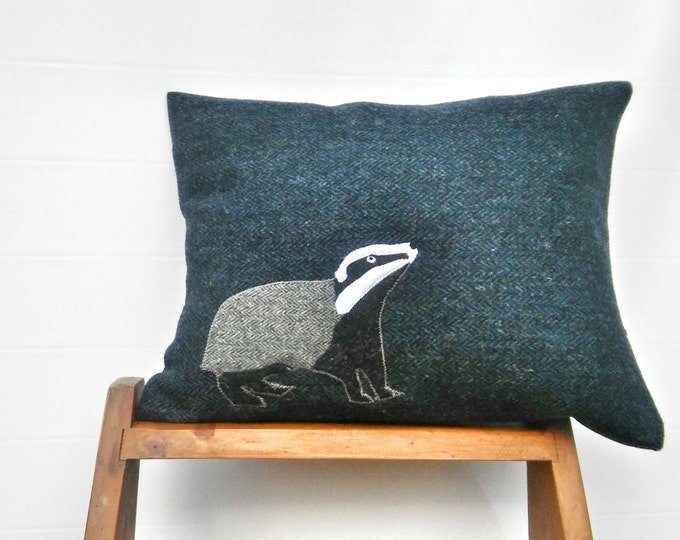 Hand Crafted Badger Harris Tweed Cushion Cover