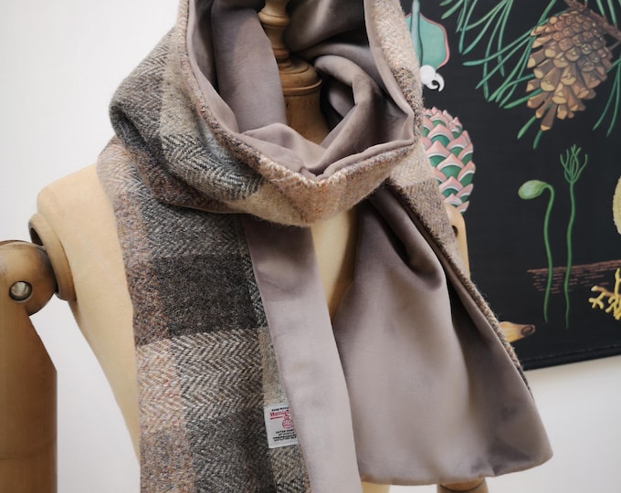 New Harris Tweed and soft velvet scarf