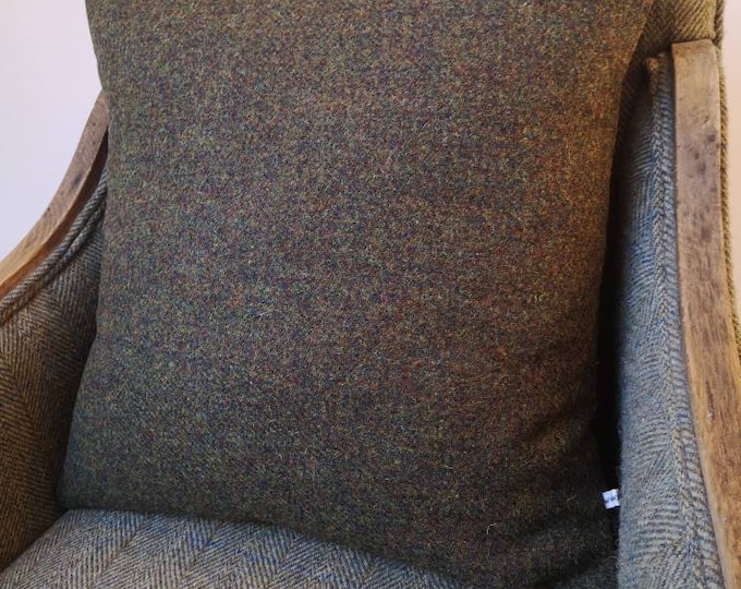 Paul Harris Tweed cushion cover in moss green
