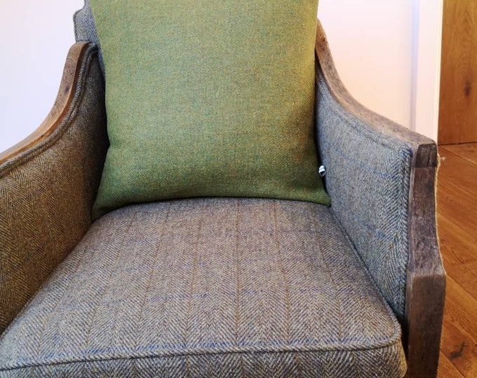 Jo Harris Tweed cushion cover in grass green