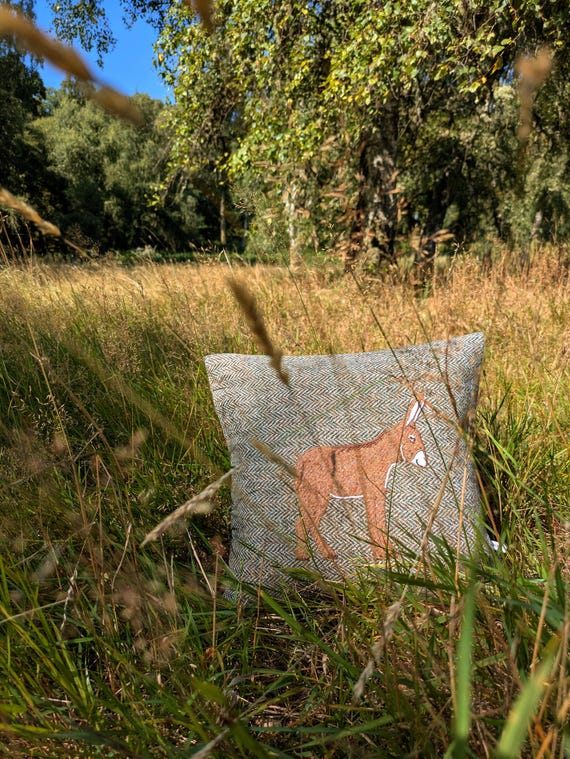 Harris Tweed donkey embroidered Cushion cover