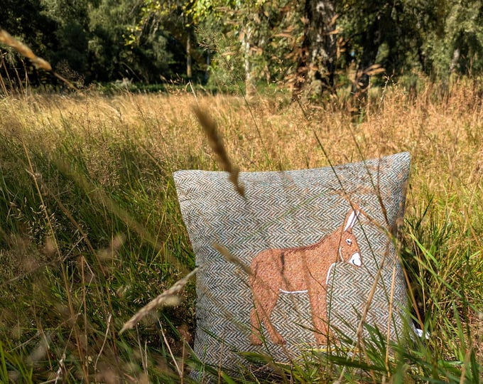 Harris Tweed donkey embroidered Cushion cover