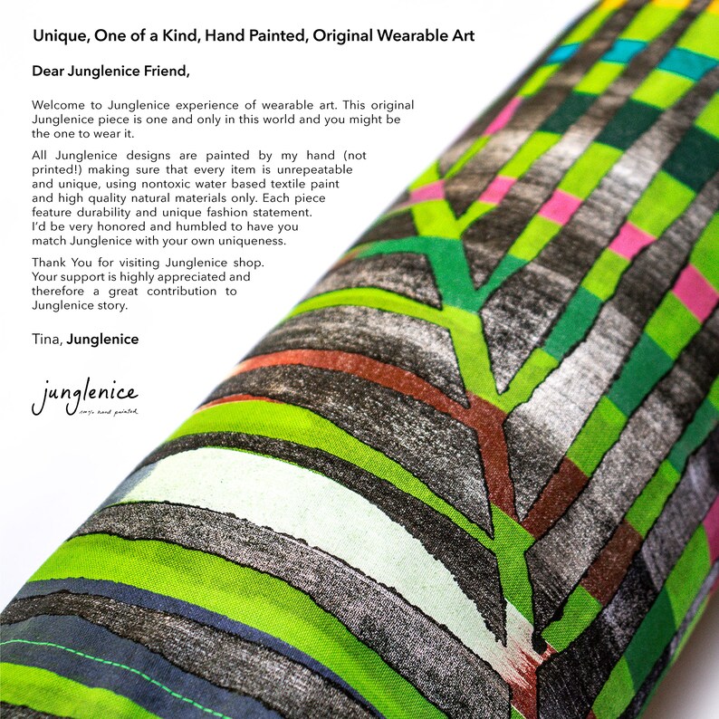 Yoga Mat Bag, Rainbow Jungle Painting, Green Eco Friendly Natural Drawstring Bag, Psy Silver Hand Painted Palm Leaf, Boho Vegan Yoga Bag image 8