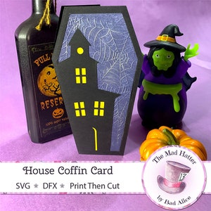 House Halloween Coffin Card