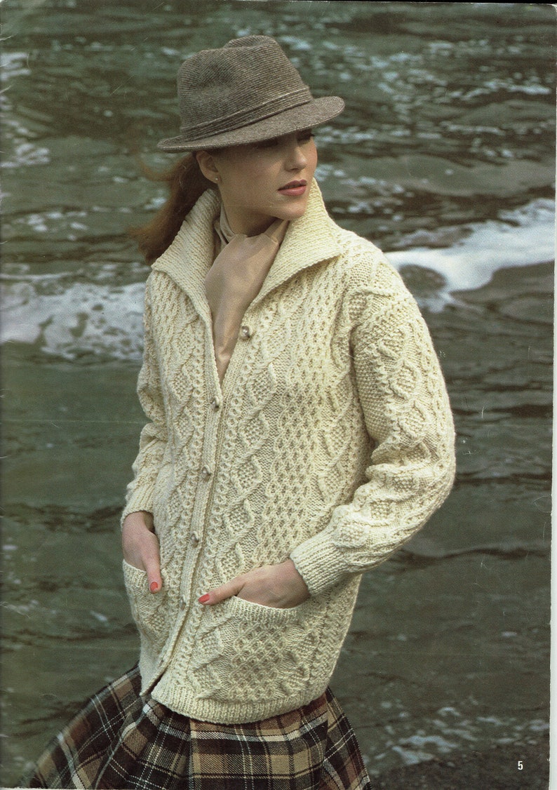 jacket in a Aran cable pattern knitting pattern in PDF form. Ladies long line cardigan