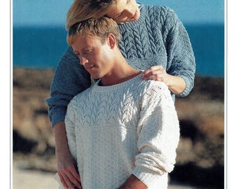 His and hers Guernsey sweaters, PDF knitting pattern. Nice pattern with cable knitting.