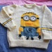 Boy or girl pullover. Minion picture knitting. Knitting pattern  in 6 sizes. 24', 26', 28', 30', 32', 34', chest size. 