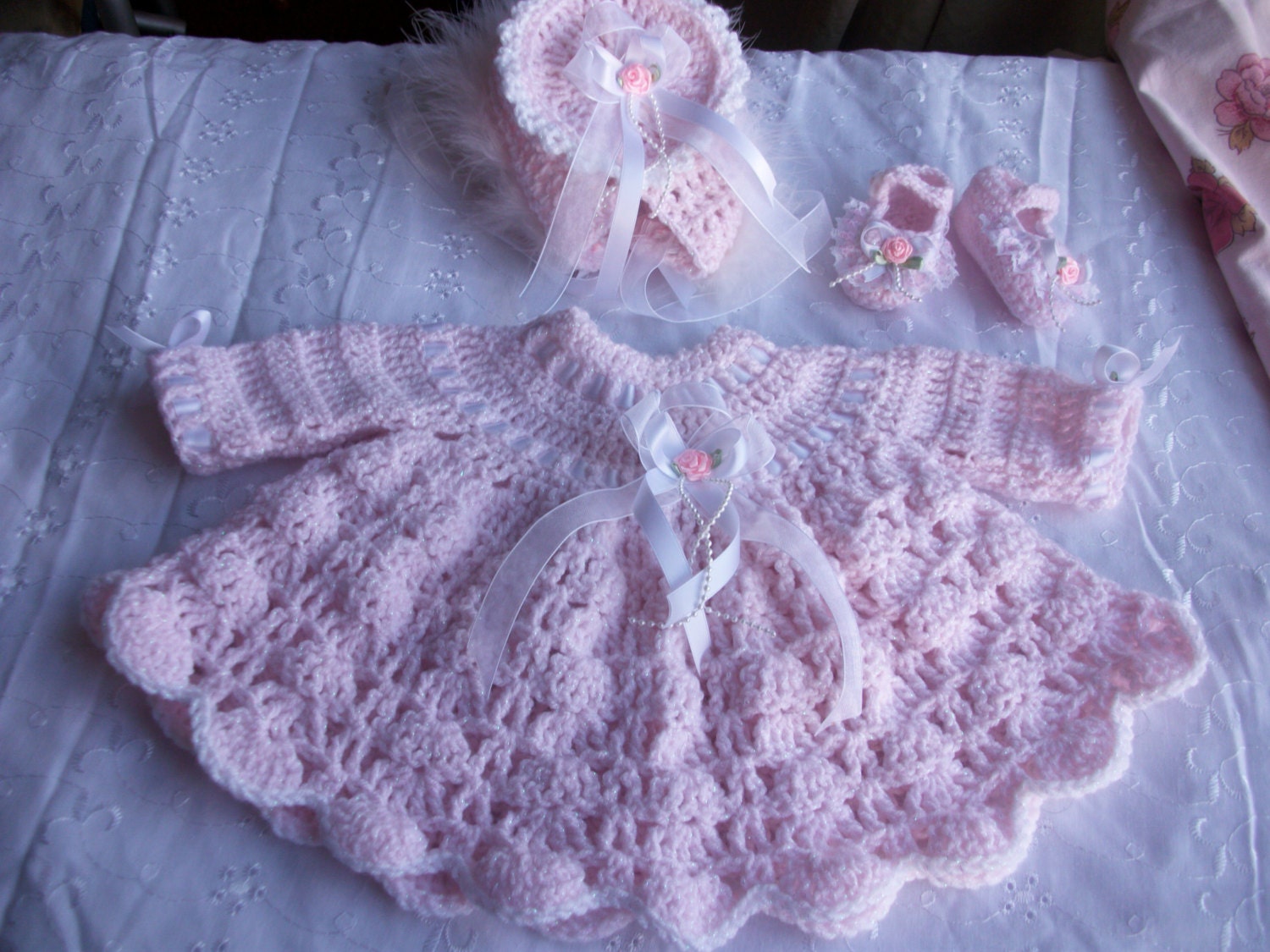 Baby Doll Crochet Pattern Set Coat Bonnet and Booties. - Etsy