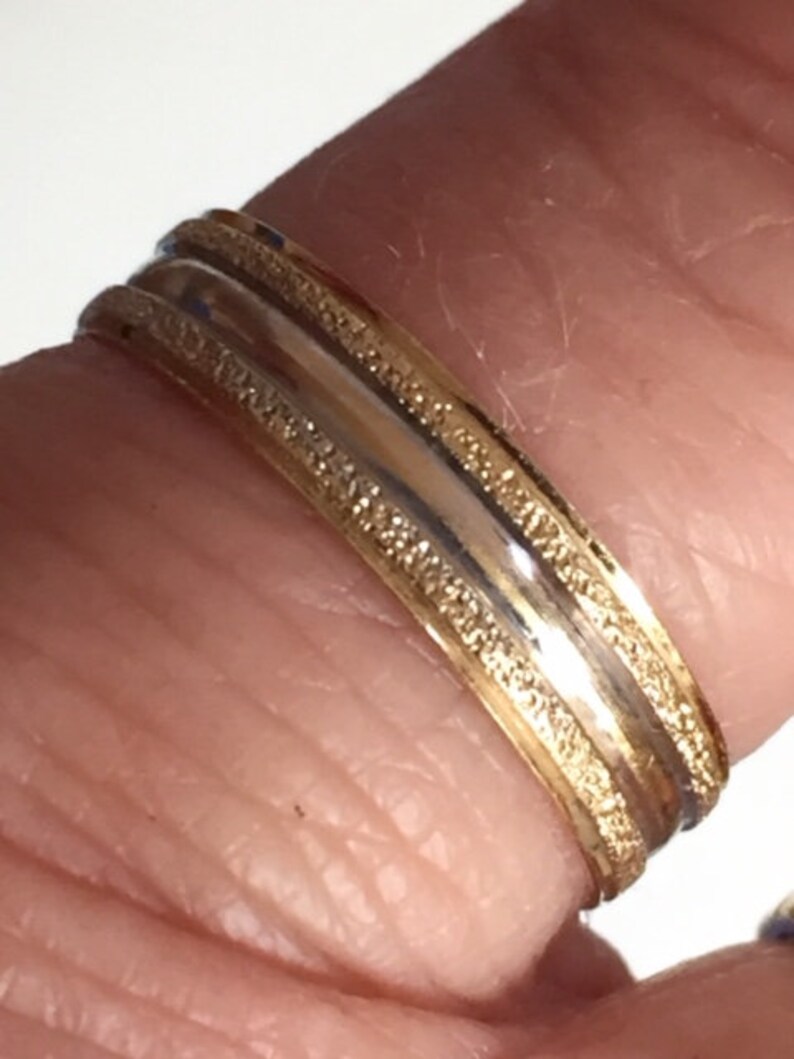 18 ct yellow gold band stacking ring Vintage sparkling diamond cut wedding band keeper ring