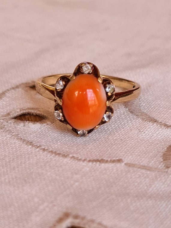 Antique Victorian Coral & spinel buttercup cluster