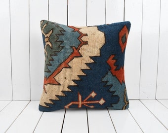 Vintage Kilim Pillow Throw Pillow Bohemian Pillow Turkish Kilim Pillow Couch Aztec Pillow Tribal Pillow 20x20 Kilim Pillow Home Decor