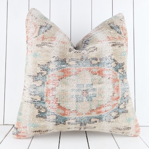 20x20 Decorative Kilim Pillow, Throw Pillow, Boho Decor Pillow, Turkish Kilim Pillow, Kilim Cushion Cover, 20x20 Kilim Pillow Cover