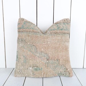 Bohemian Kilim Pillow, 14x14 Kilim Pillow, Turkish Carpet Pillow, Home Decor, Boho Pillow, Tribal Couch Pillow, Kilim Cushion Cover