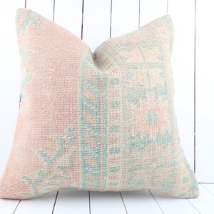 24x24 Decorative Throw Pillow, Turkish Kilim Pillow, Handmade Anatolian Aztec Pillow, Cushion Cover, Home Decor, Wool Antique Kilim Pillow