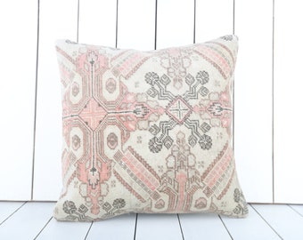 anatolian turkish kilim pillow, 18x18 kilim pillow, bohemian carpet pillow, cushion cover, couch accent pillow, tribal boho pillow