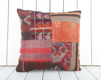 18x18 kilim pillow, bohemian kilim pillow, turkish kilim pillow, home decor, boho pillow, tribal couch pillow, cushion cover, sofa pillow