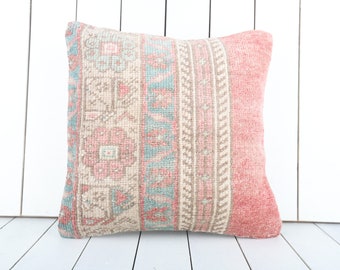 Handwoven Turkish Kilim Pillow, 18x18 Pillow Case, Bohemian Kilim Pillow, Carpet Pillow, Home Decor, Livingroom Decor, Cushion Cover