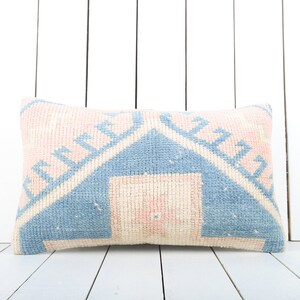 Anatolian Turkish Kilim Pillow, 12x20 Pillow Cover, Decorative Throw Pillow, Oriental Pillow, Boho Pillow, Couch Accent Pillow, Home Decor