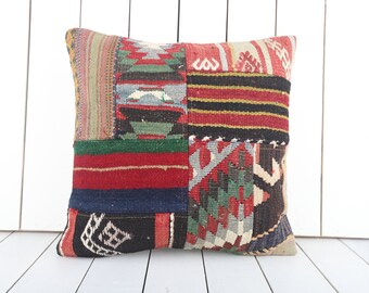 decorative throw pillow, turkish kilim pillow, 18x18 pillow cover, handmade carpet pillow, boho pillow, home decor, tribal accent pillow