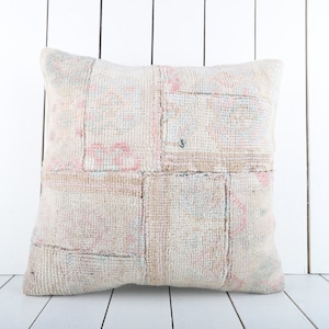 Hemp Kilim Pillow Throw, Kilim Pillow, 18x18 Authentic Pillow Case, Natural Kilim Pillow Cover, Vintage Pillow Case, Turkish Kilim Pillow