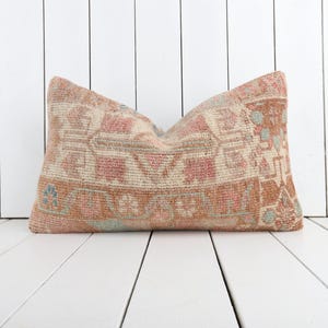 Housse de coussin lombaire kilim vintage : coussin de canapé en laine 12 x 20