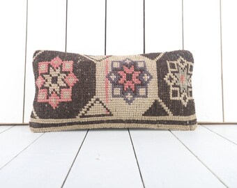 textured kilim pillow, 8x16 turkish kilim pillow, handwoven anatolian tribal pillow, home decor, floor cushion cover, turkey pillow