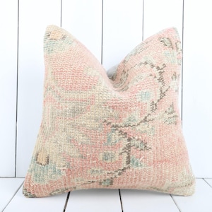 Bohemian Kilim Pillow, 14x14 Kilim Pillow, Decorative Throw Pillow, Turkish Carpet Pillow, Home Decor, Boho Pillow, Tribal Pillow