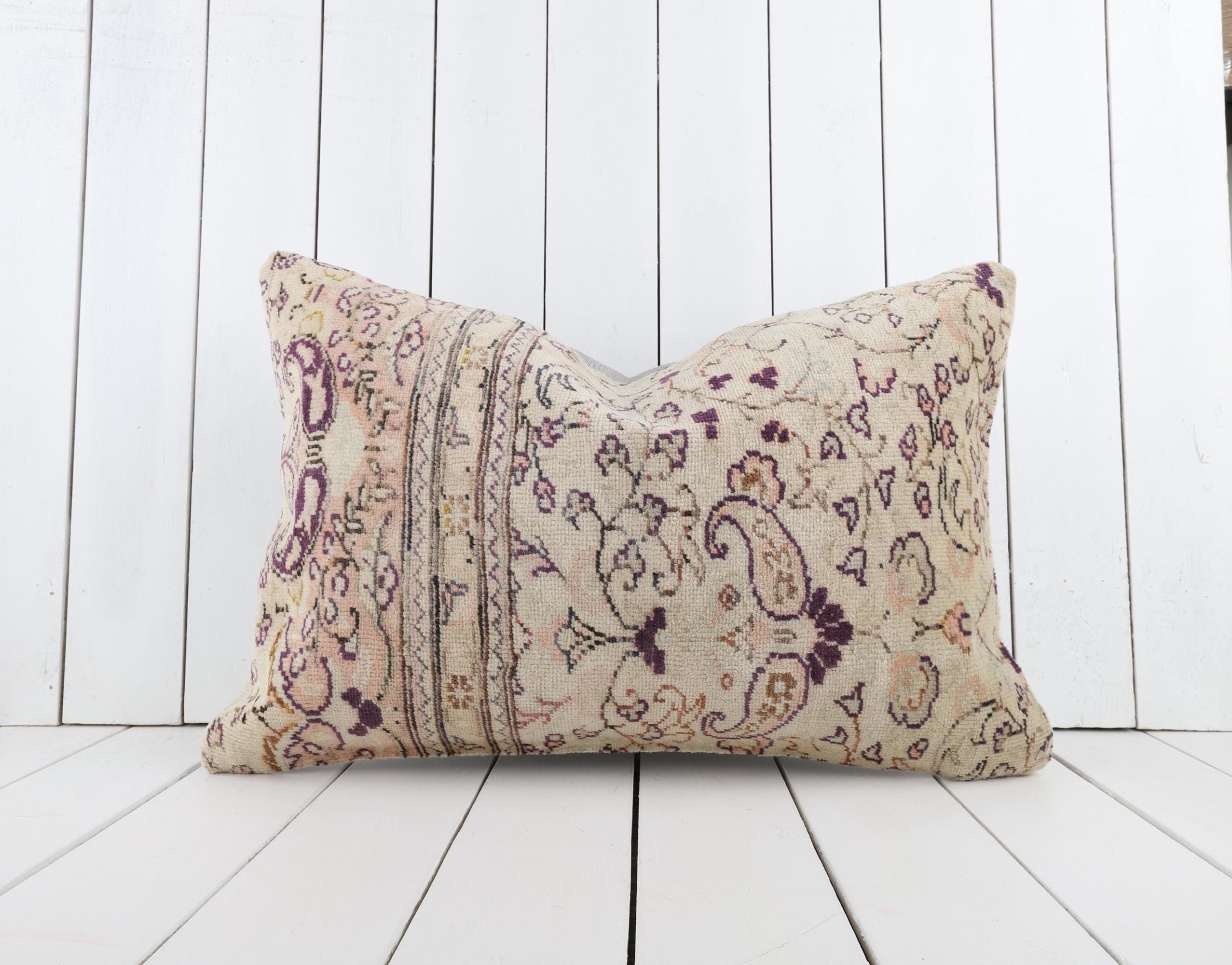 Vintage Turkish Kilim Pillow Cover, 16x24 Ethnic Cushion, Handmade Anatolian Design