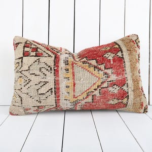 Decorative Throw Pillow, Turkish Carpet Pillow, Red Pillow Cover, Handwoven Anatolian Couch Pillow, Cushion Cover, Home Decor, Sofa Pillow