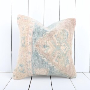 Bohemian Kilim Pillow, 14x14 Kilim Pillow, Decorative Throw Pillow, Turkish Carpet Pillow, Home Decor, Boho Pillow, Tribal Pillow