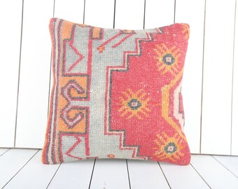 bohemian carpet pillow, 18x18 pillow cover, decorative throw pillow, boho pillow, couch pillow, turkey pillow, anatolian accent pillow cover