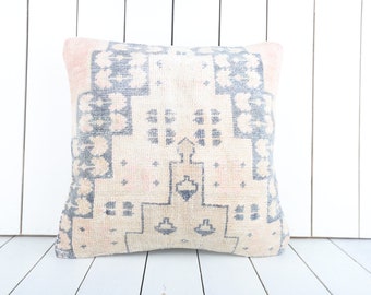 vintage carpet pillow, 18x18 pillow cover, handmade kilim lumbar, decorative throw pillow, sofa pillow, cushion cover, boho pillow