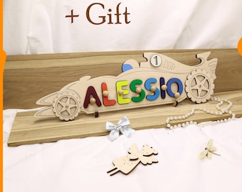 Personalized Name Puzzle with Pegs, Wooden Montessori Toy, Baby Gift