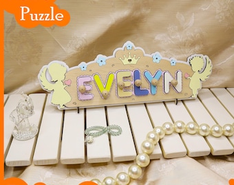 Personalized Name Puzzle, Montessori Wooden Toy, Baby Shower Gift