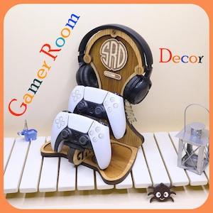 Personalized Gaming Controller and Headphone Stand, Boyfriend Birthday Gift, Husband Anniversary Gift, Man Gifts, Headphone Holder