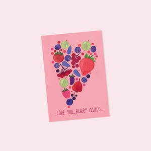 Love You Berry Viel Postkarte, Fernbeziehungsgeschenk, Lustige Liebeskarte für Freundin oder Freund