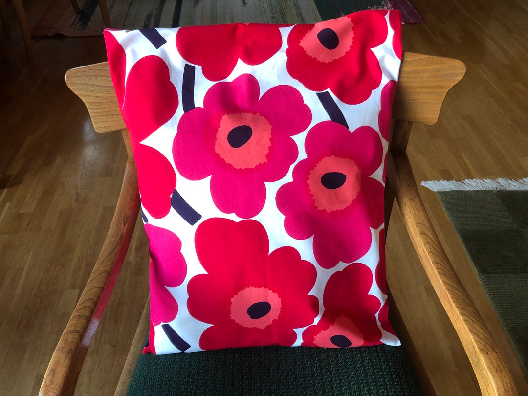 One Marimekko Red Unikko Pillowcase Etsy