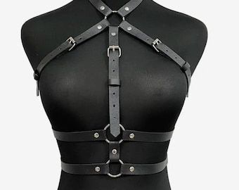 Halter bra harness faux leather