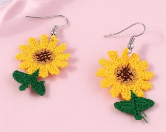 Sunflower crochet earrings