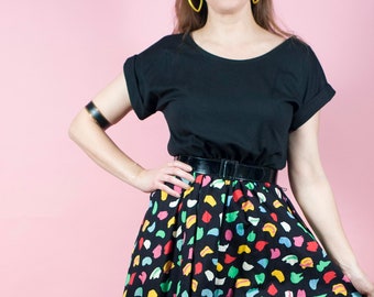 Vintage 80s Party Cocktail Dress 1990s Colorful Dress Full Skirt Swing Skirt 80s does 90s