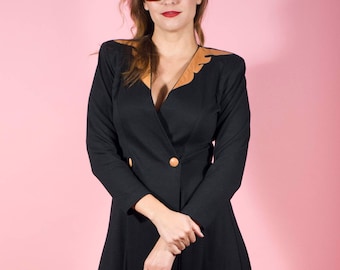 80s Country Western Mob Wife Dress Midi Dress Party Cocktail Dress Leather Dress Wrap Dress