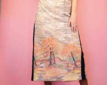 Vintage 1970 Monet Impressionism Dress Psychedelic Polyester Maxi Dress