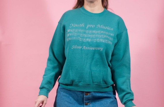 1990 Evergreen Sweatshirt Youth Pro Musica Silver… - image 4