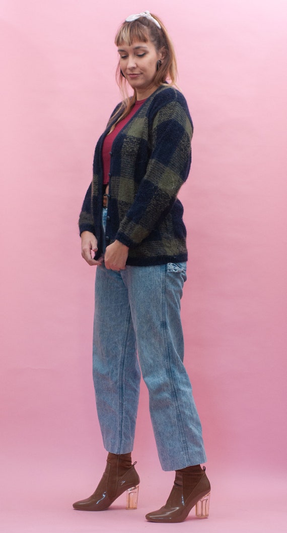 1990 Vintage Mohair Cardigan Sweater Fuzzy Grunge… - image 6