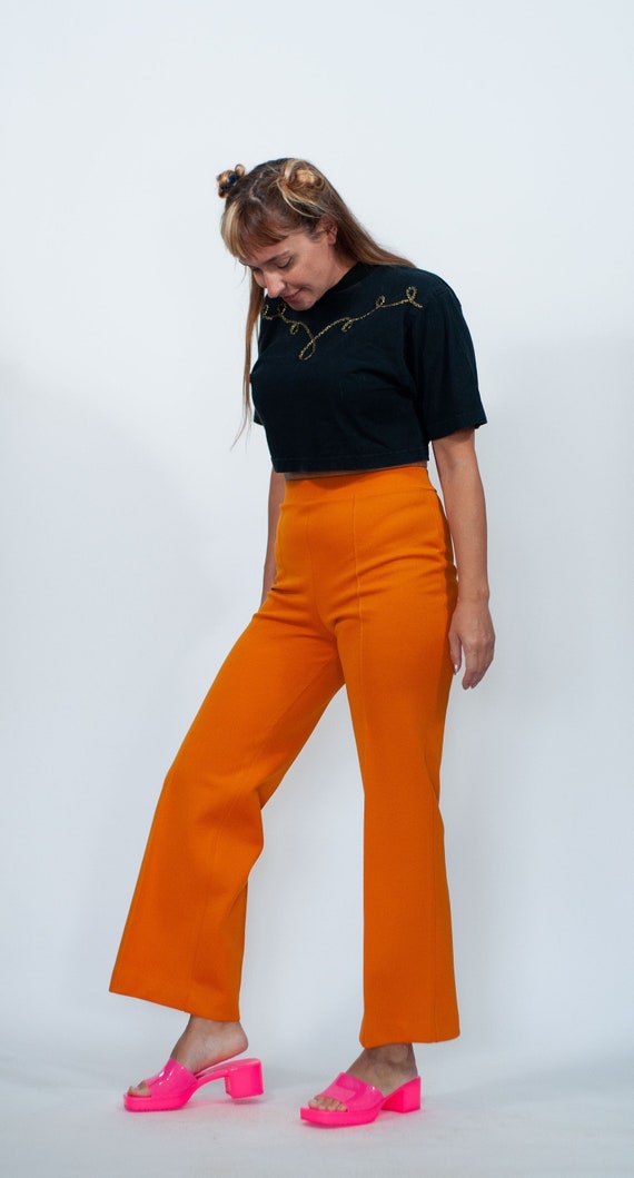 Vintage Polyester Marigold Burnt Orange Flare Pant