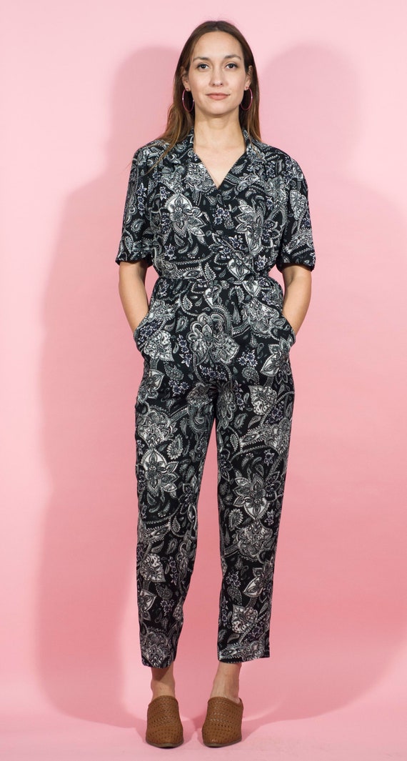 Vintage 80s Paisley Jumpsuit Minimalist Jumpsuit 9