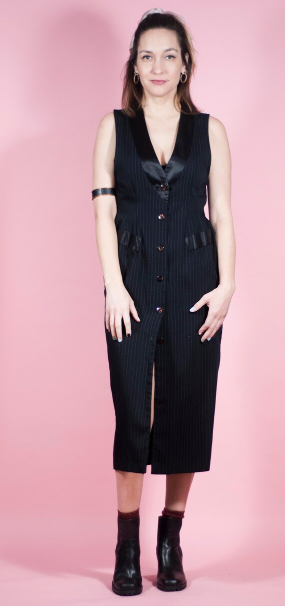pinstripe tuxedo dress