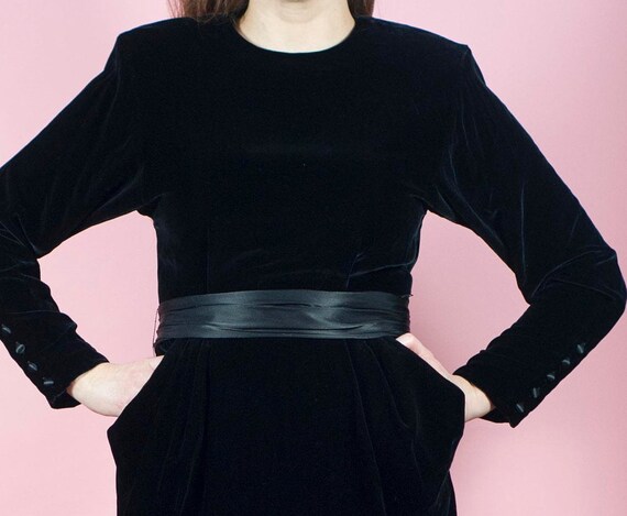 Vintage 90s Cocktail Dress Velvet Midi Dress Liz … - image 9